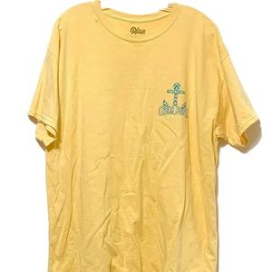 Women's Cedar Point Ohio Anchor Logo Yellow Crewneck Short Sleeve T-Shirt Sz XL